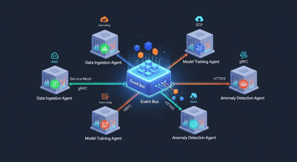 Future-Proofing Your Azure AI Agent Architecture: Scalability and Evolution Strategies 2 Technology evolution roadmap showing current AI agents evolving into multi-modal systems, edge deployment nodes, quantum computing integration as futuristic glow, AR/VR interfaces as holographic displays, timeline from present to future