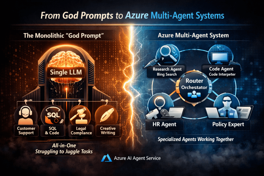 Promp Azure 1 Powerful Shift: Azure Multi-Agent System vs God Prompts