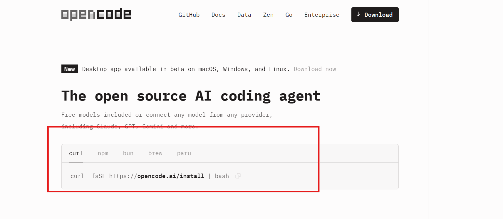 /connect Prompt in Opencode