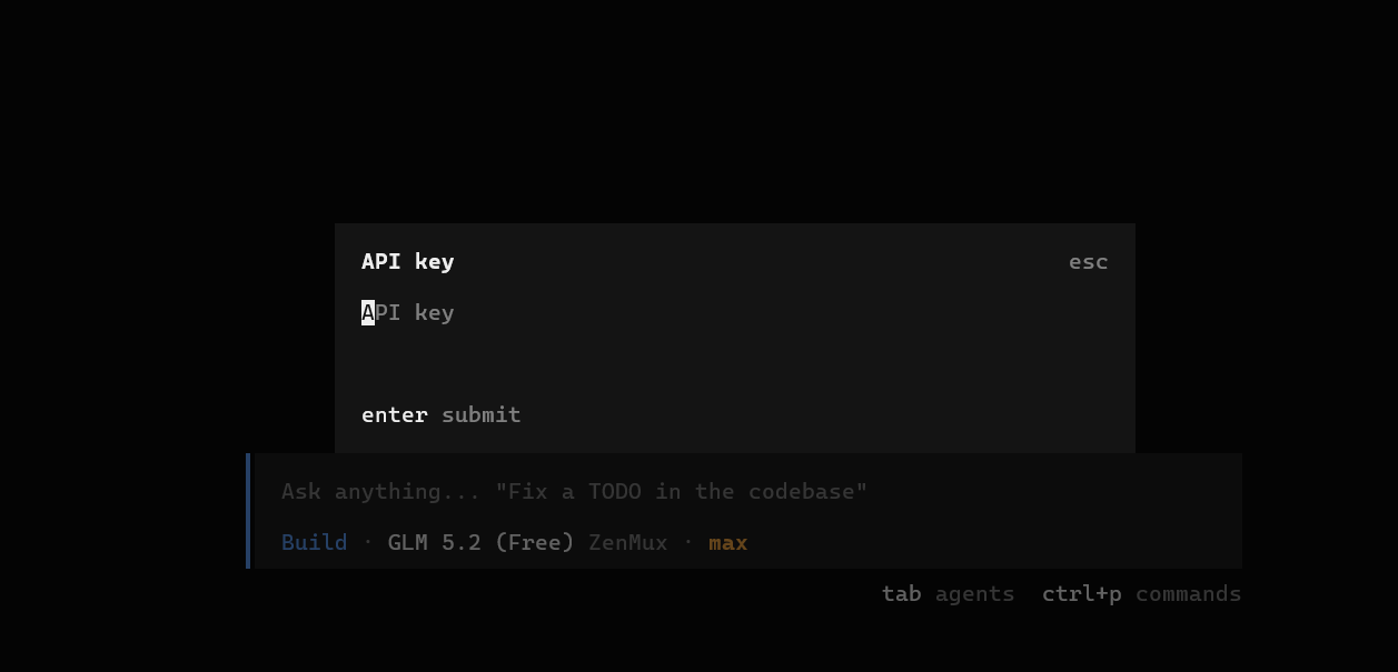 Opencode Status Bar Showing Active GLM 5.2 Connection